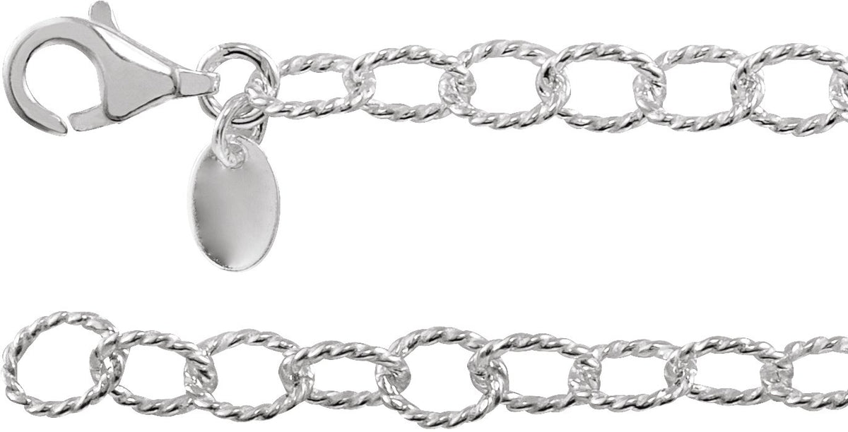 Sterling Silver 4.5 mm Knurled Cable 24" Chain