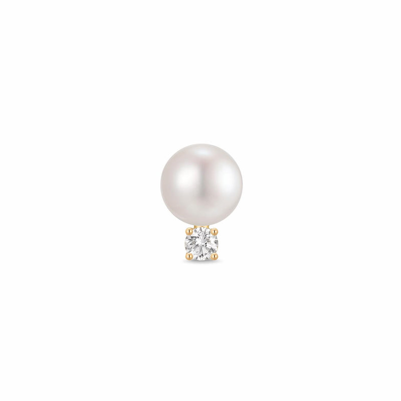 Pearl with Lab Grown Diamond Accent Single Stud Earrings