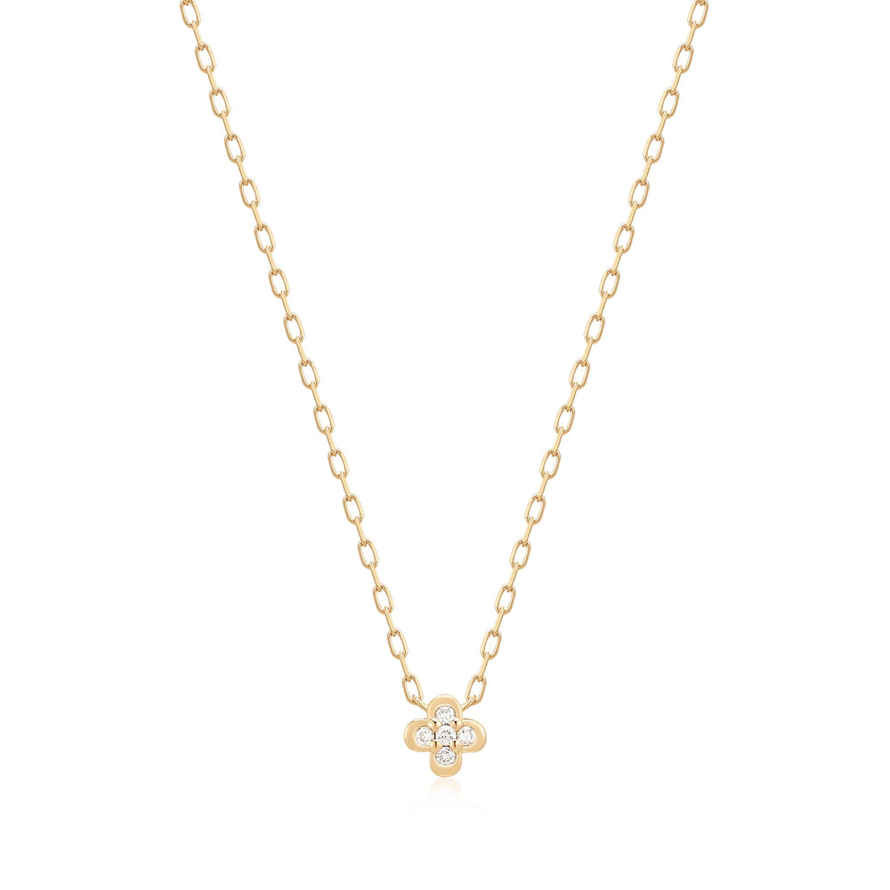 Elegant 14K Solid Gold Lab-Grown Diamond Clover Pendant Necklace Delicate Fine Jewelry