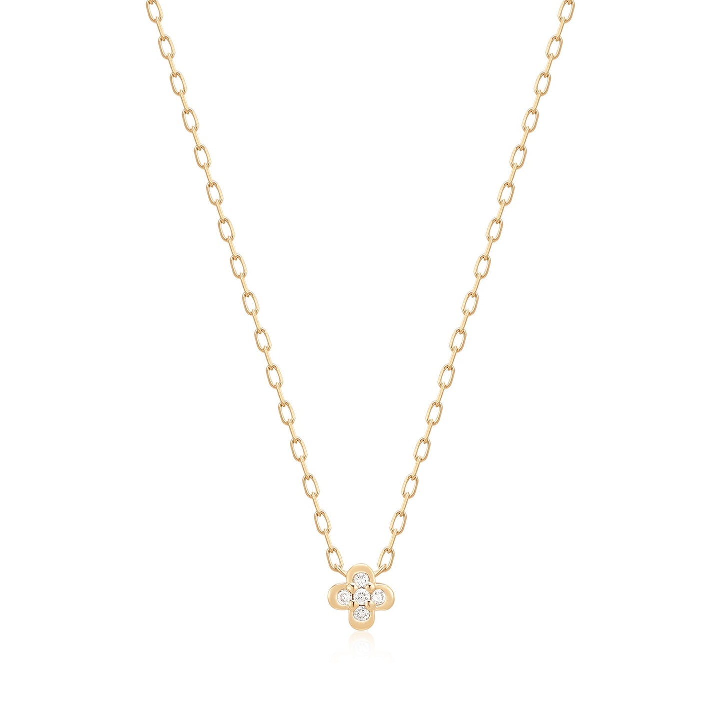 Elegant 14K Solid Gold Lab-Grown Diamond Clover Pendant Necklace Delicate Fine Jewelry