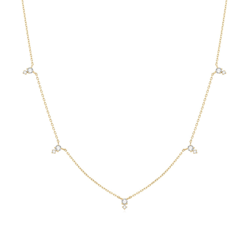 Elegant Solene Lab Grown Diamond Necklace: Dainty, Sparkly, 14K Gold