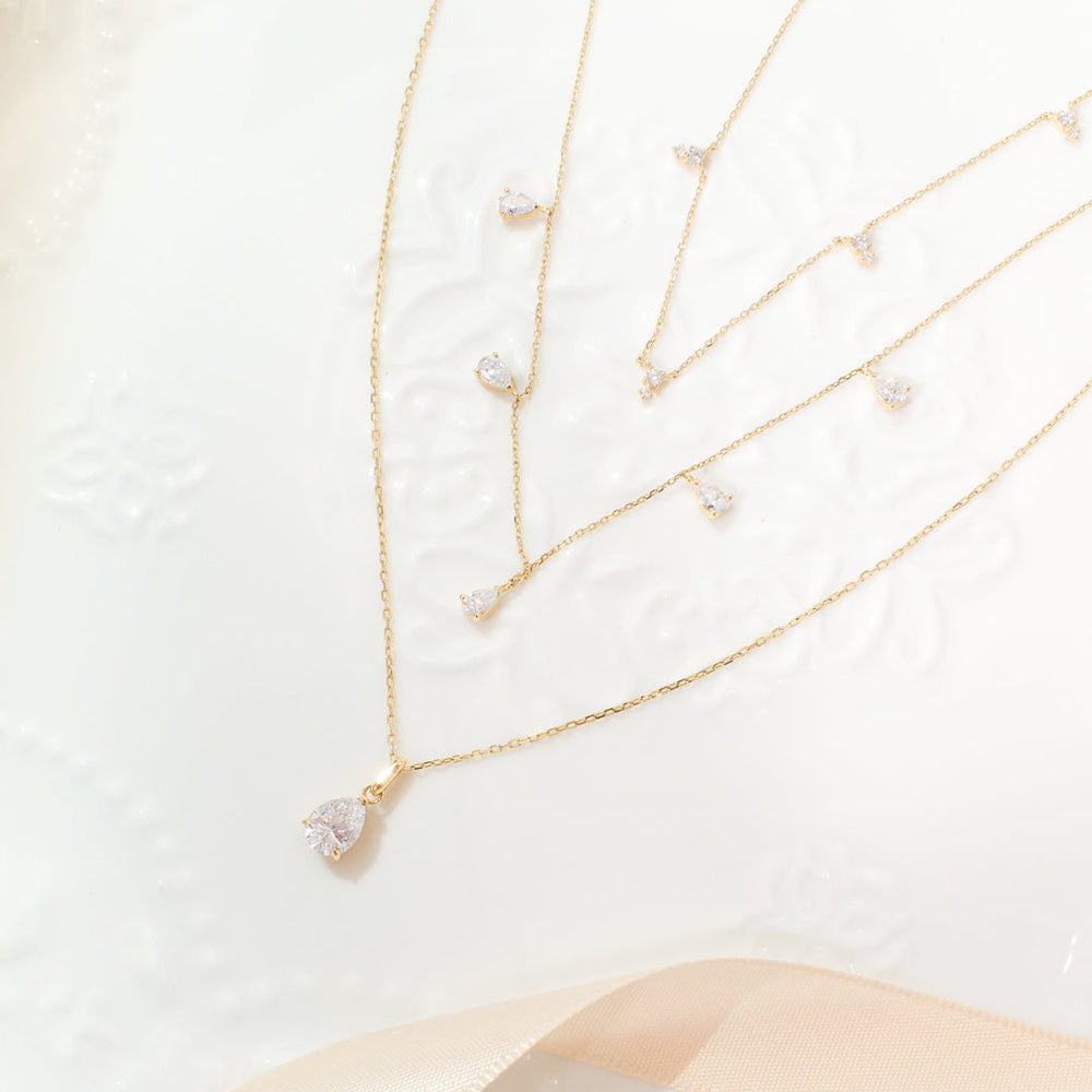 Elegant Solene Lab Grown Diamond Necklace: Dainty, Sparkly, 14K Gold