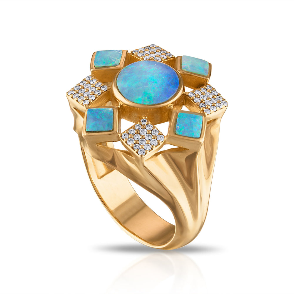 Australian Opal Ferris Medallion Ring