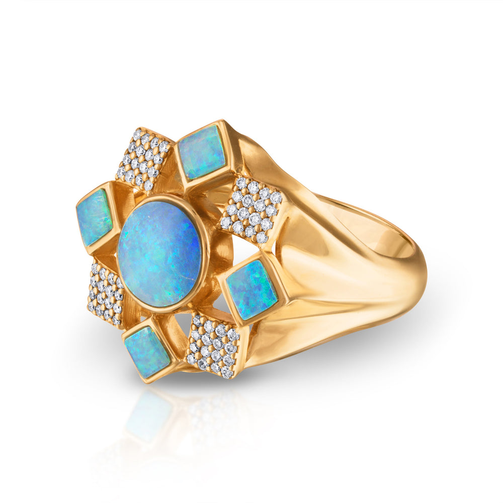 Australian Opal Ferris Medallion Ring