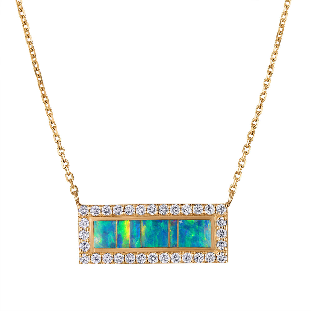 Australian Opal Skyline Bar Necklace (with chain)