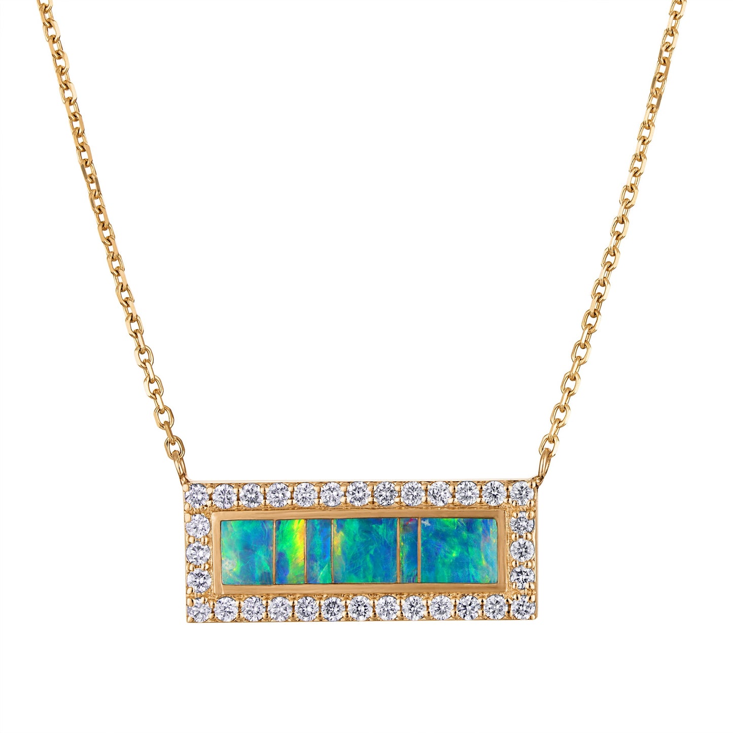 Australian Opal Skyline Bar Necklace (with chain)