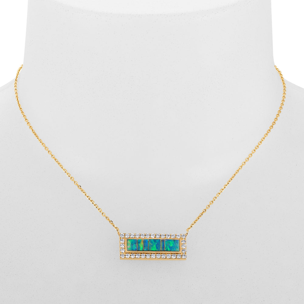 Australian Opal Skyline Bar Necklace (with chain)