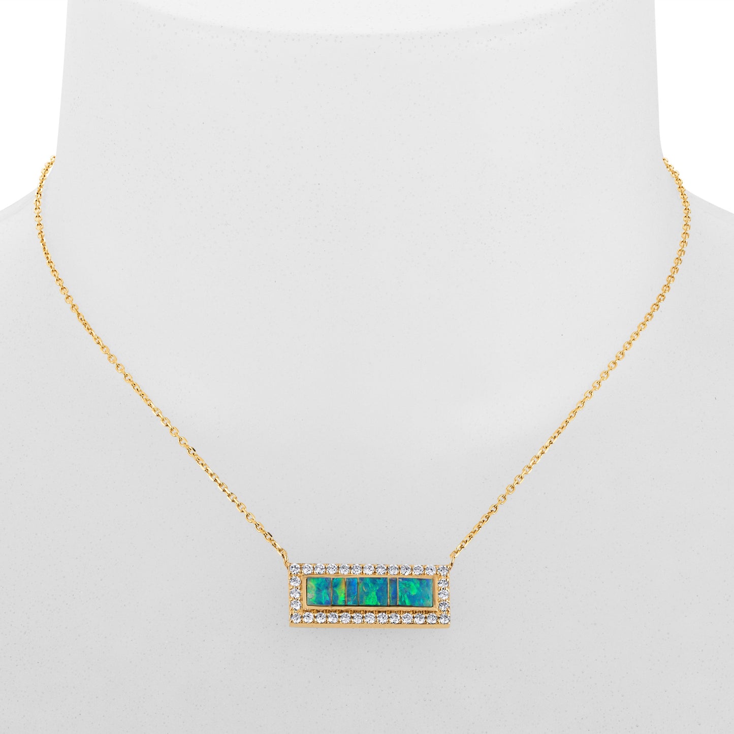 Australian Opal Skyline Bar Necklace (with chain)