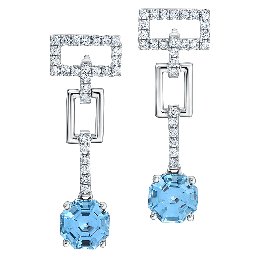 Aqua Blue Spinel & Diamond Earrings