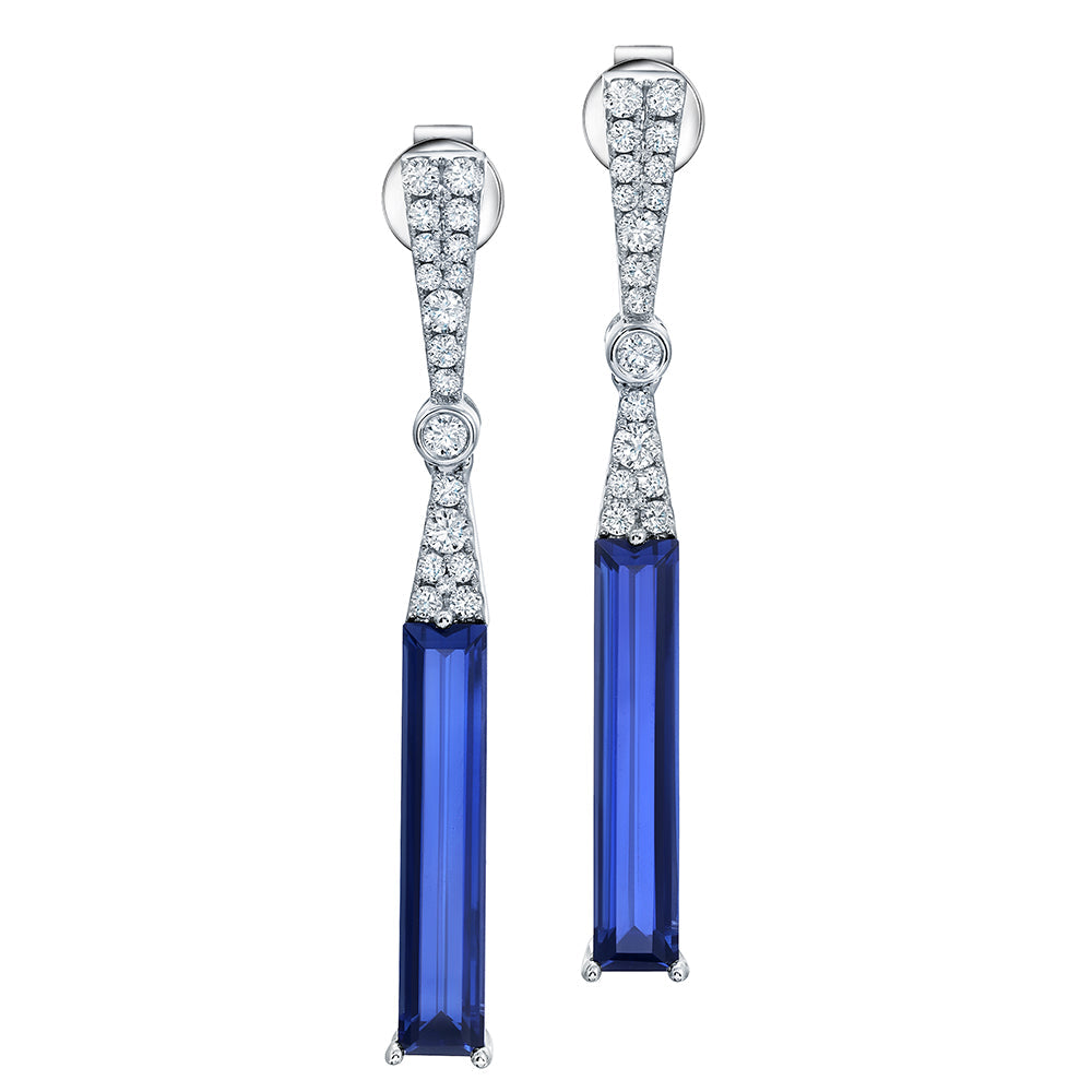Blue Sapphire & Diamond Earrings