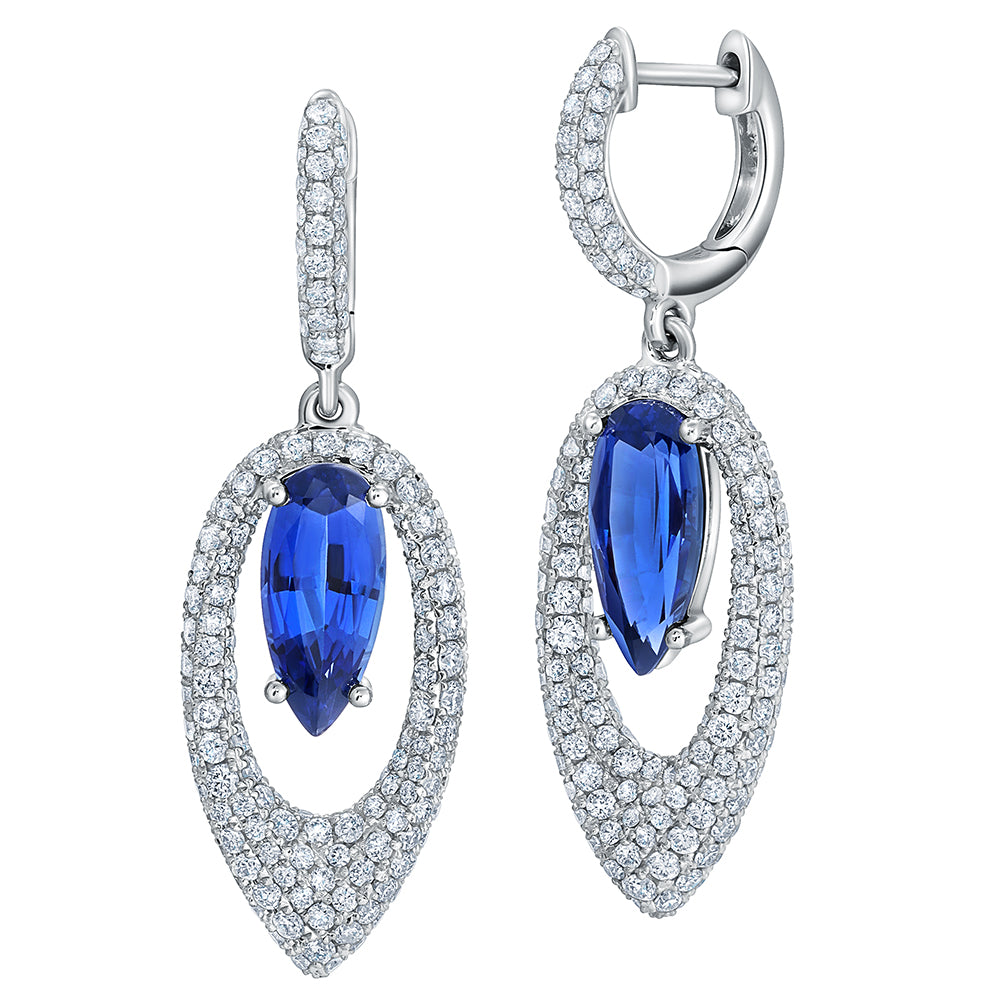 Blue Sapphire & Diamond Earrings