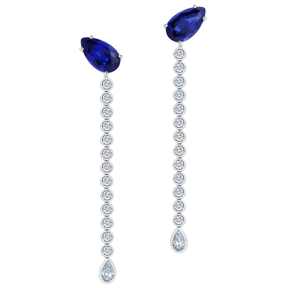 Blue Sapphire & Diamond Earrings