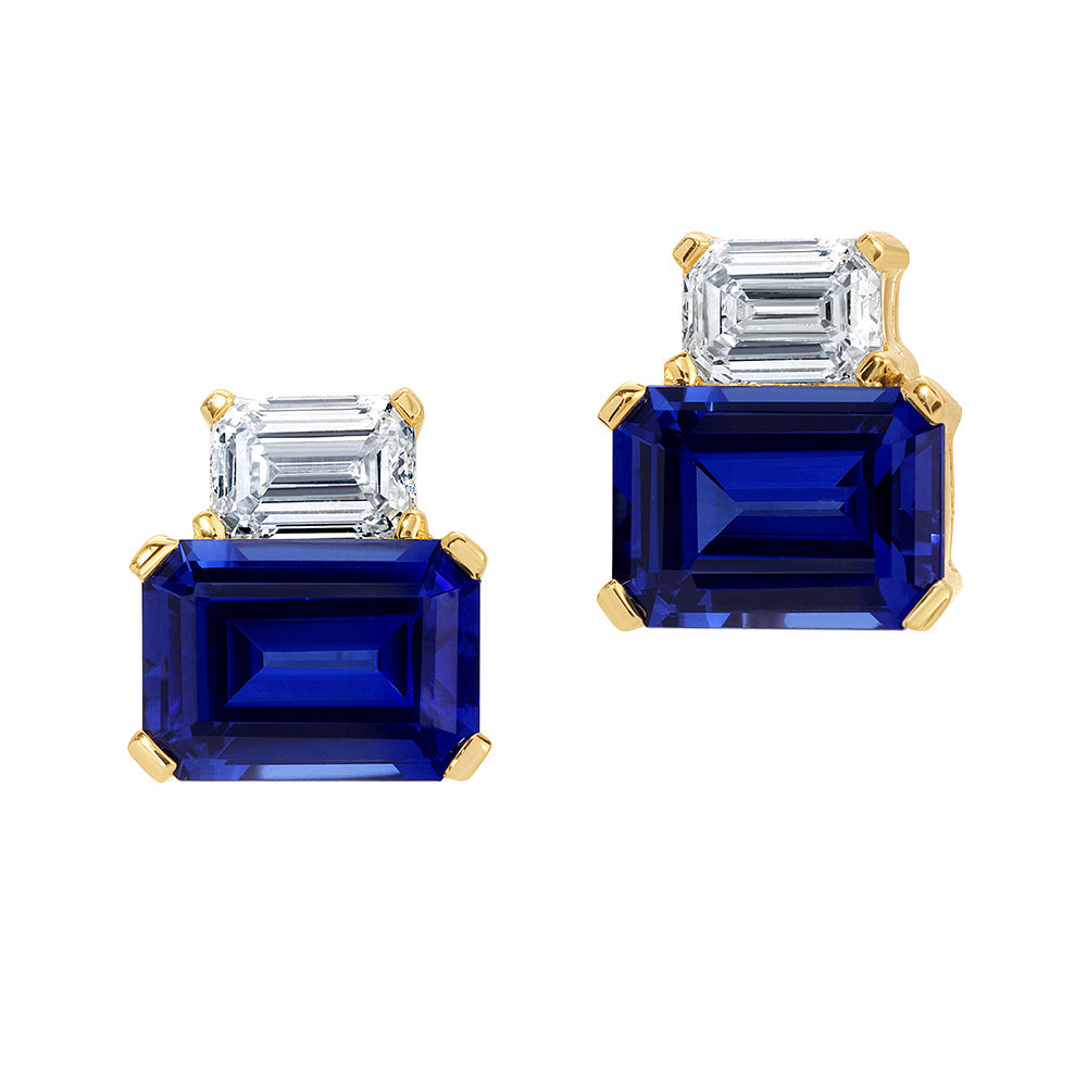Blue Sapphire & Diamond Earrings