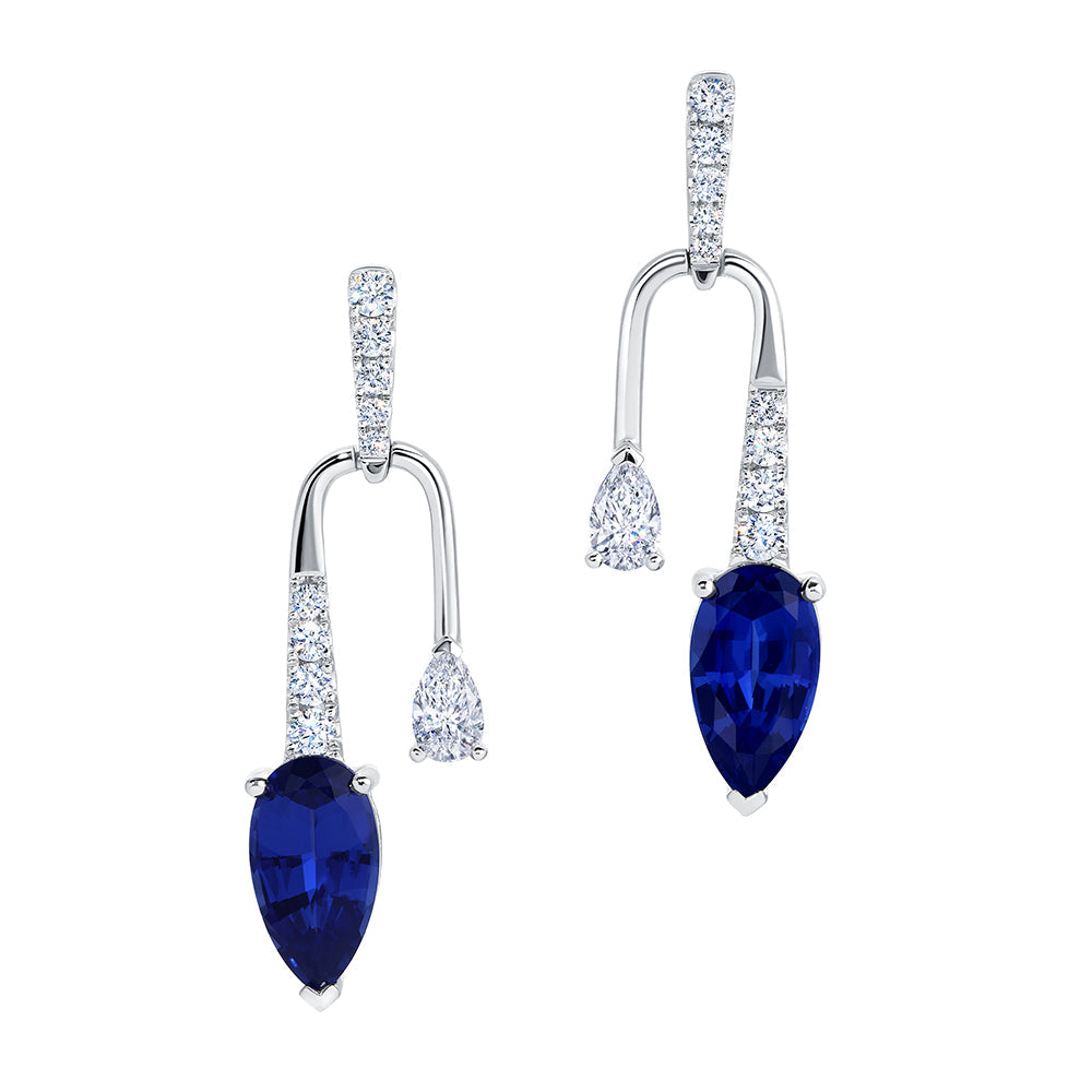 Blue Sapphire & Diamond Earrings