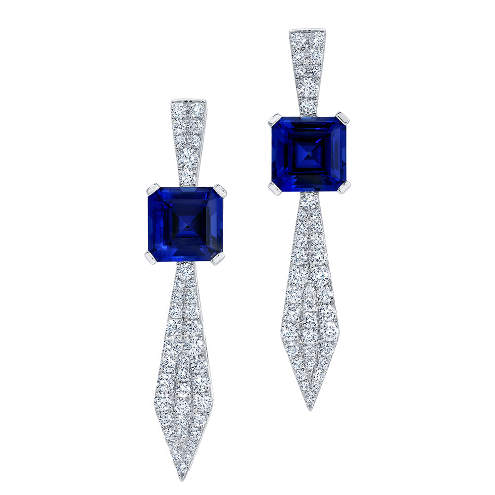 Blue Sapphire & Diamond Earrings