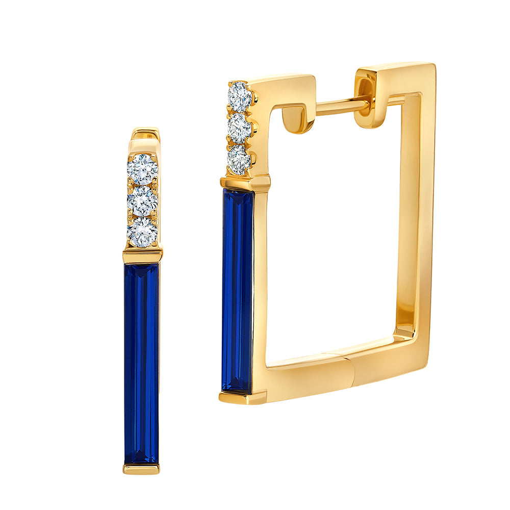 Blue Sapphire & Diamond Earrings