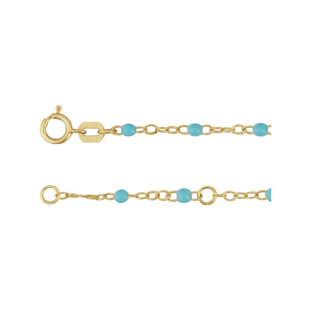 
                  
                    14K Yellow 2 mm Adjustable Turquoise Enamel Bead 17-18" Chain
                  
                