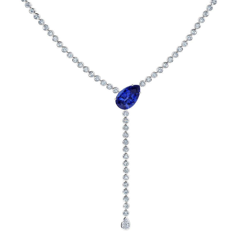 Blue Sapphire & Diamond Necklace