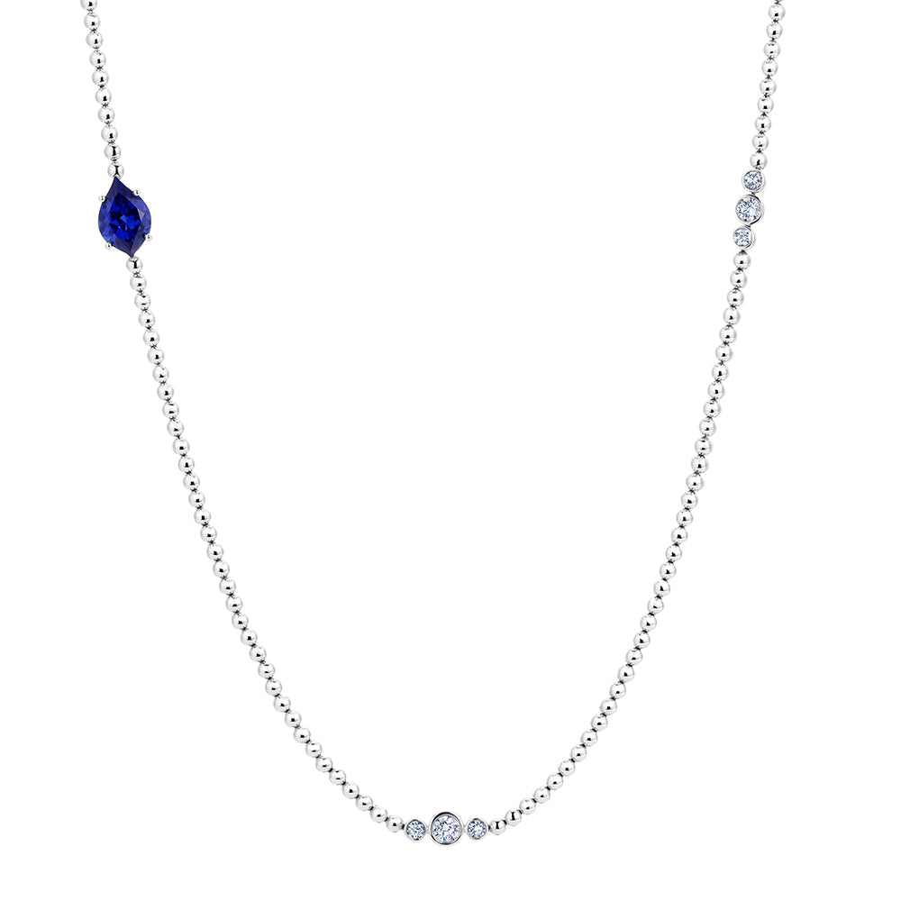 Blue Sapphire & Diamond Necklace