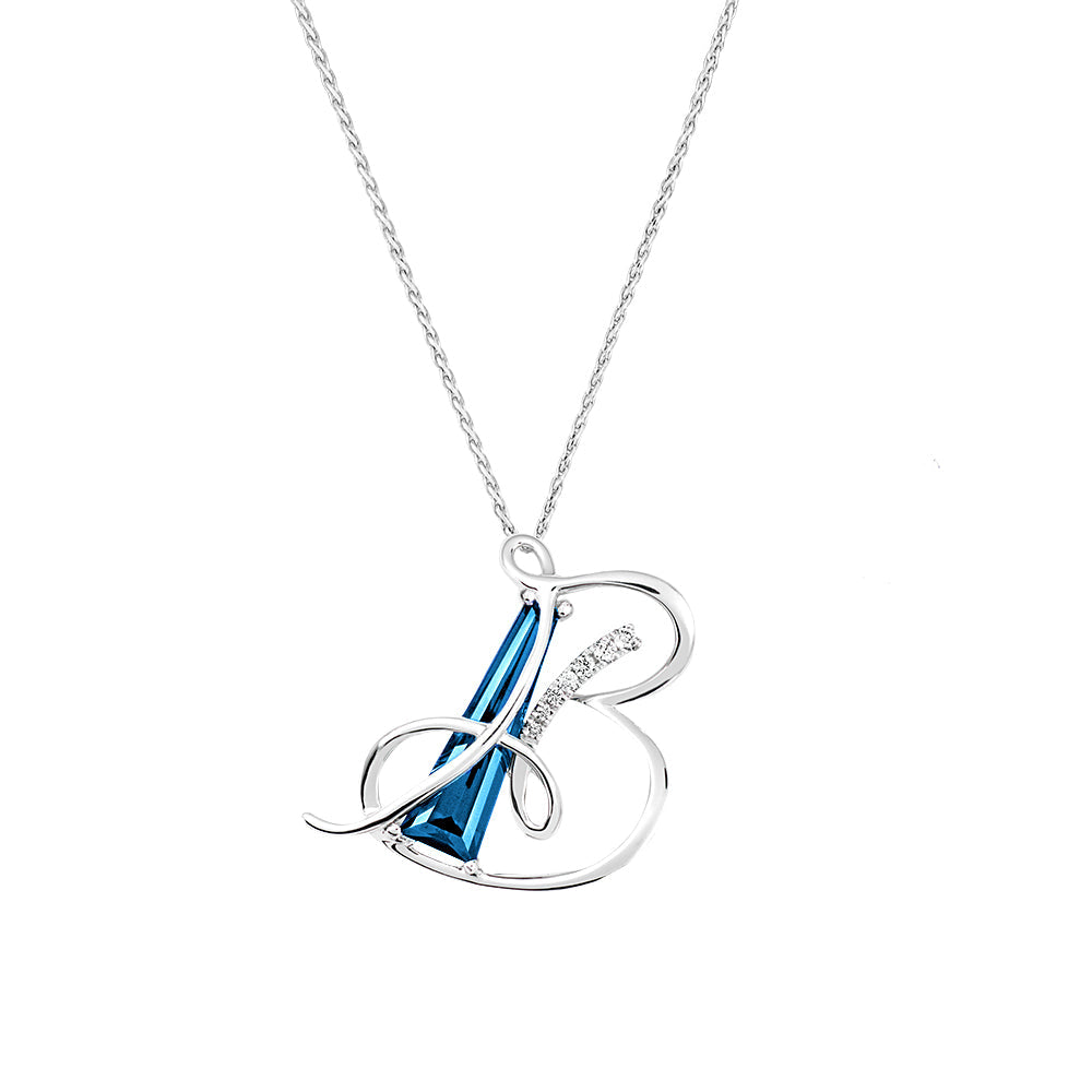 Silver Initial A-Z Gemstone Pendant