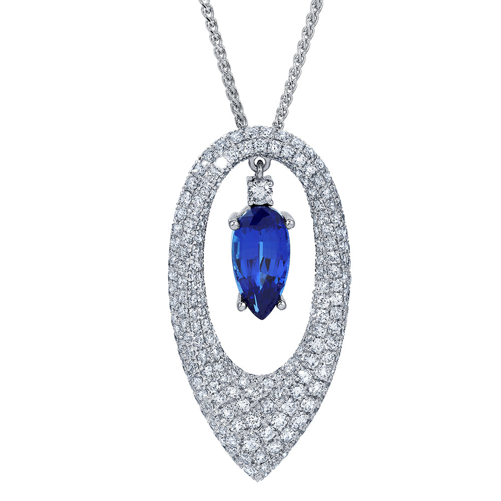 Blue Sapphire & Diamond Necklace