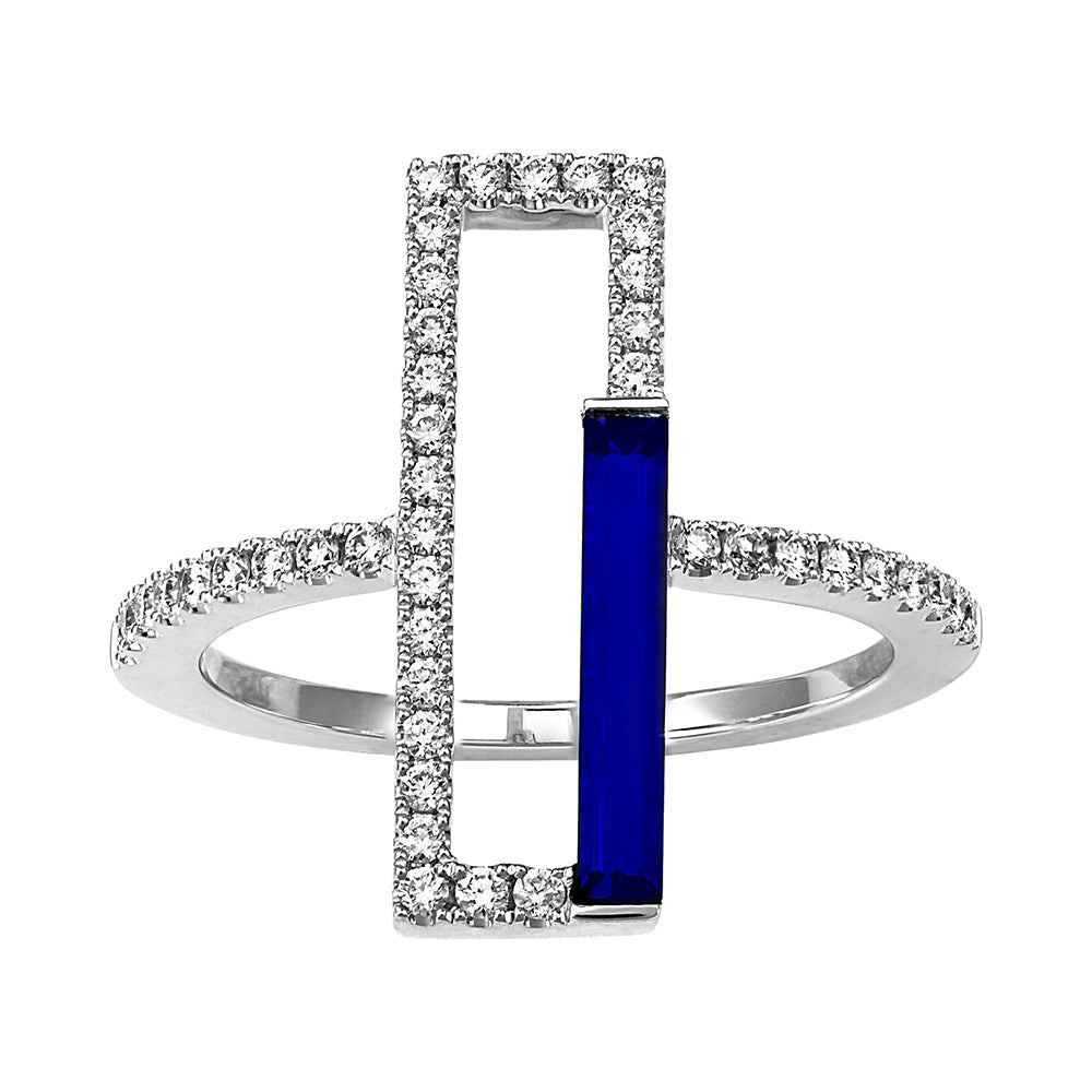 Blue Sapphire & Diamond Ring
