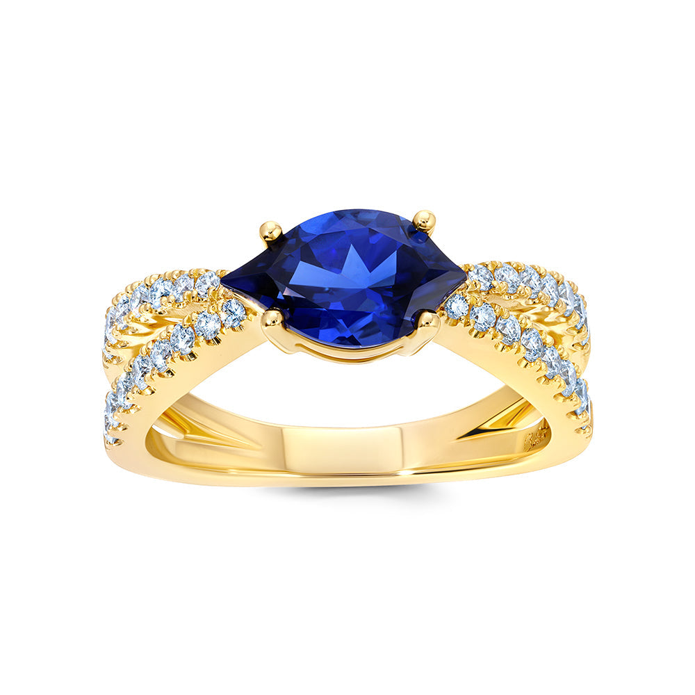Blue Sapphire & Diamond Ring