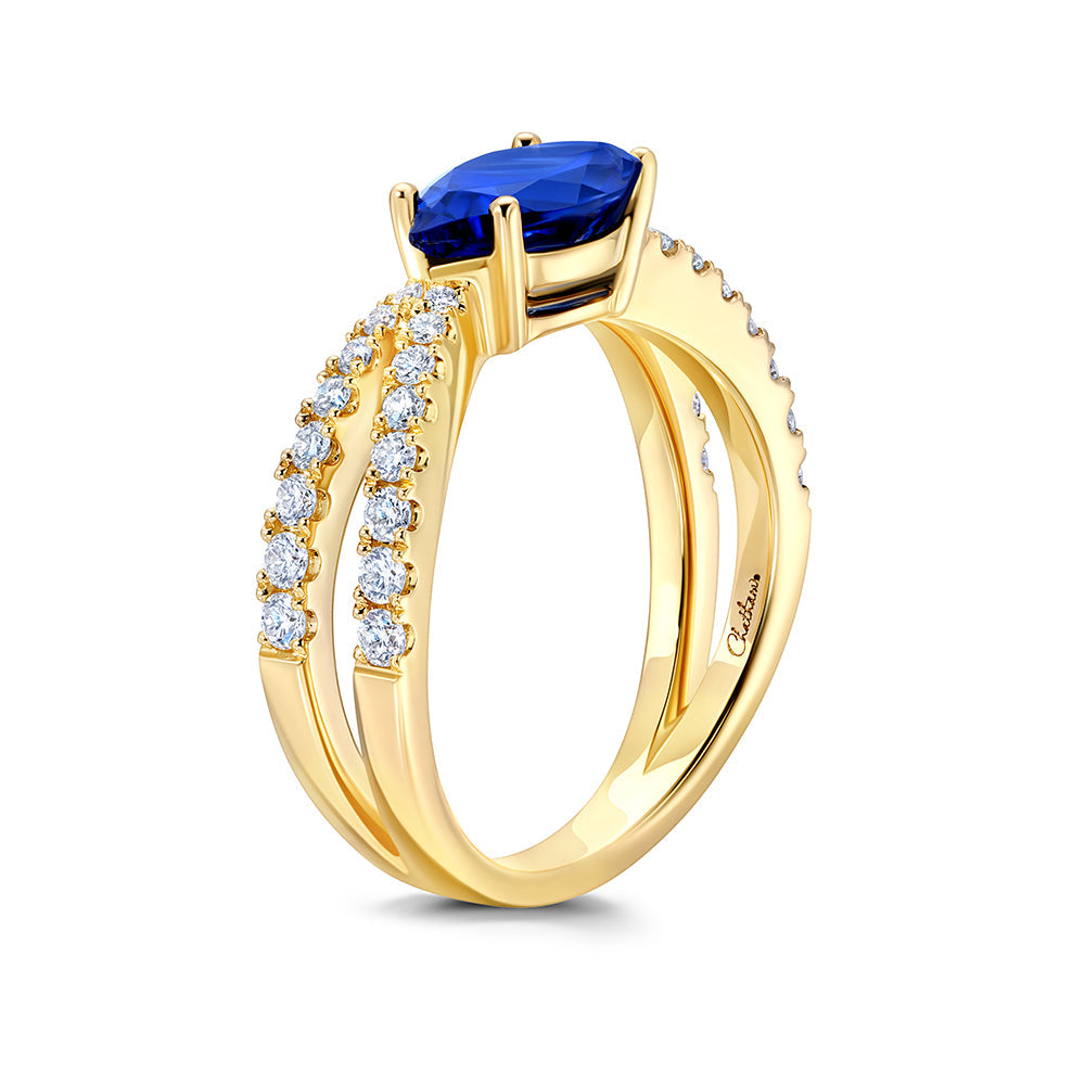 Blue Sapphire & Diamond Ring