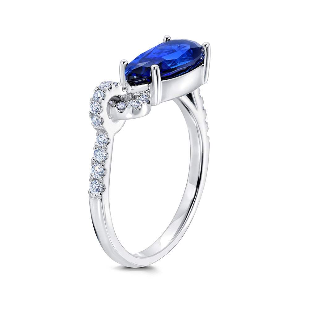 Blue Sapphire & Diamond Ring