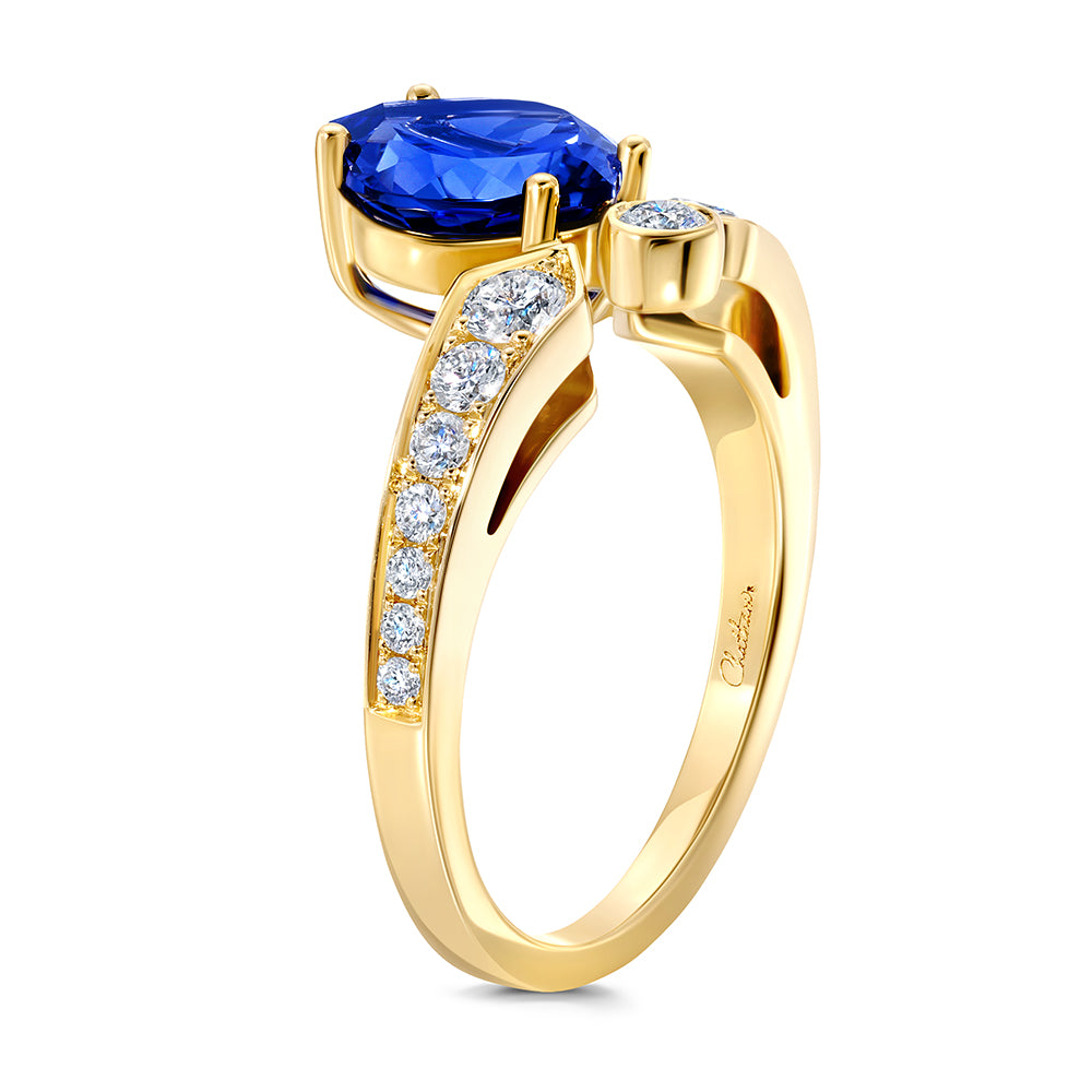 Blue Sapphire & Diamond Ring