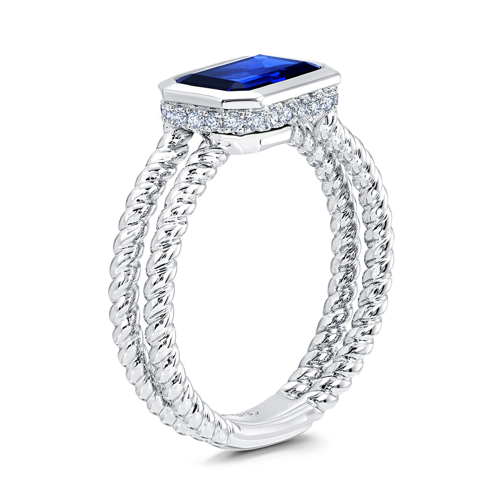 Blue Sapphire & Diamond Ring
