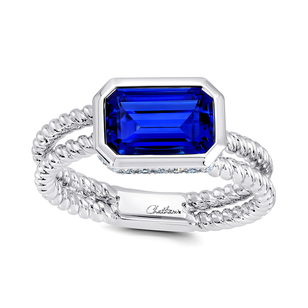 Blue Sapphire & Diamond Ring