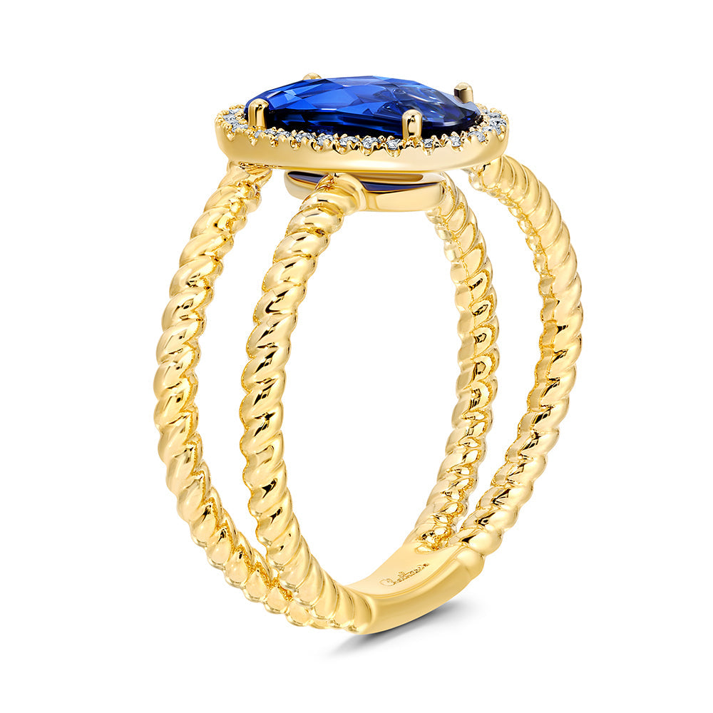 Blue Sapphire & Diamond Ring