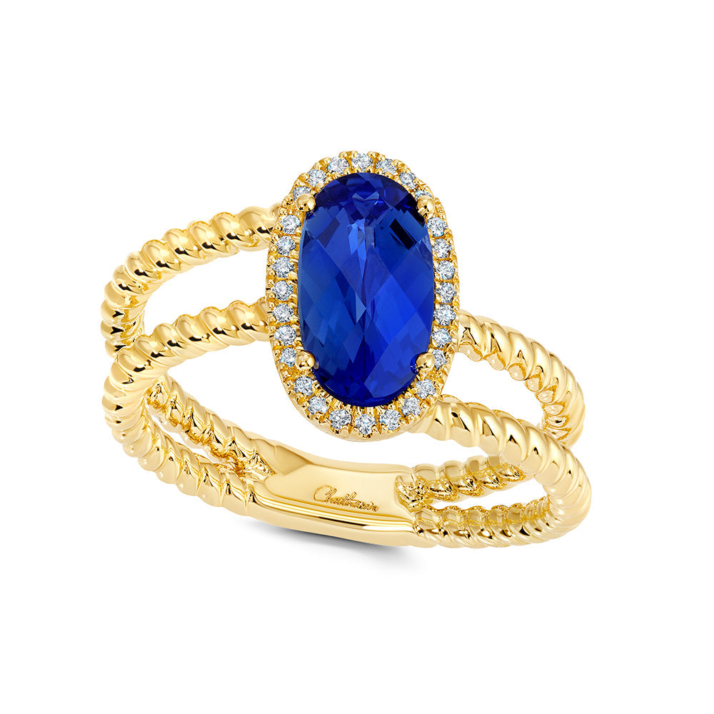 Blue Sapphire & Diamond Ring