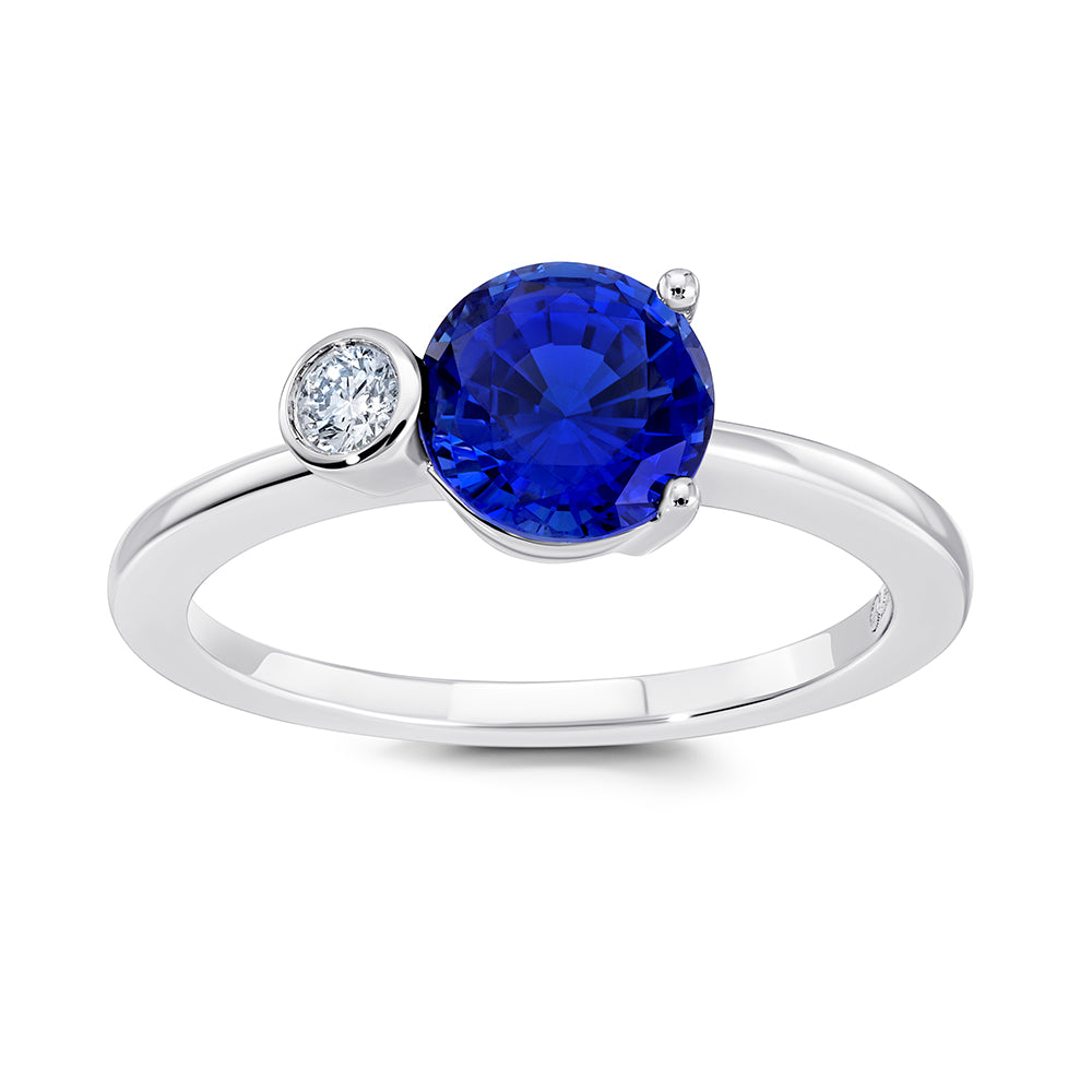 Blue Sapphire & Diamond Ring