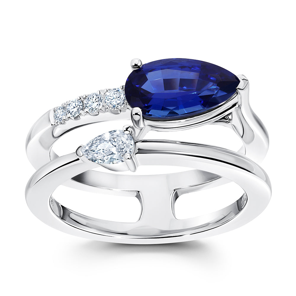 Blue Sapphire & Diamond Ring