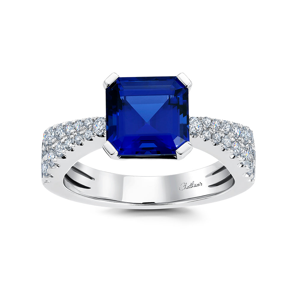 Blue Sapphire & Diamond Ring