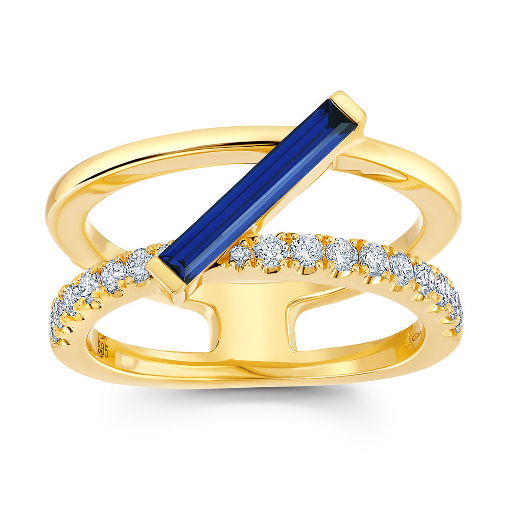 Blue Sapphire & Diamond Ring