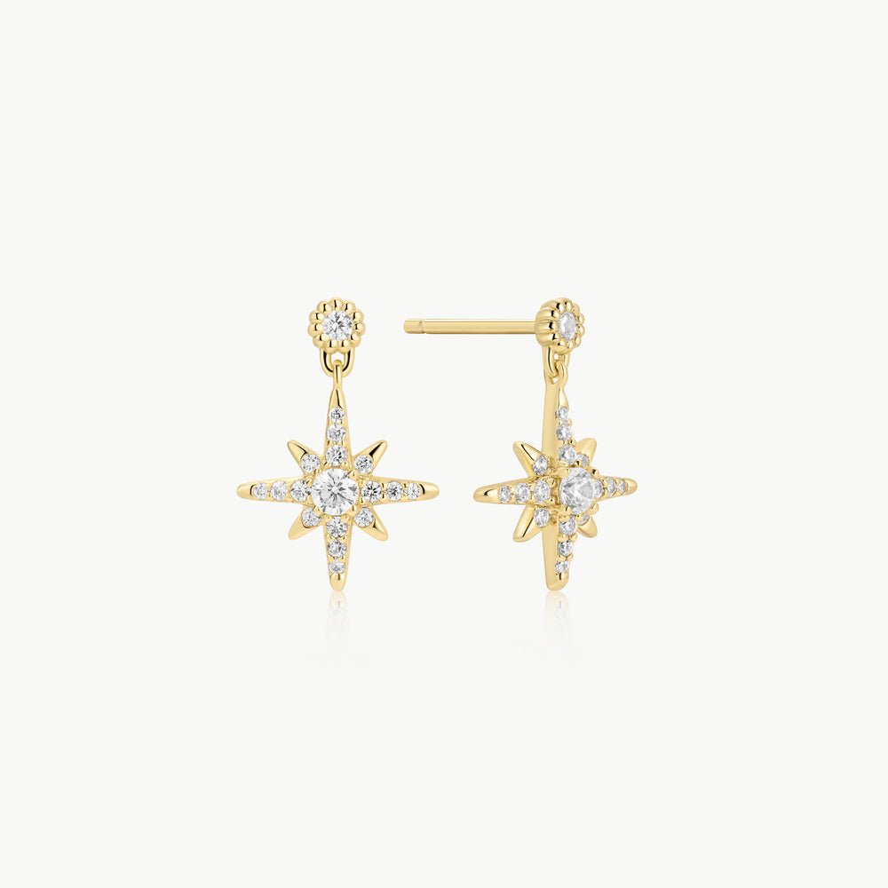 Gold Dangling Nova Star Stud Earrings