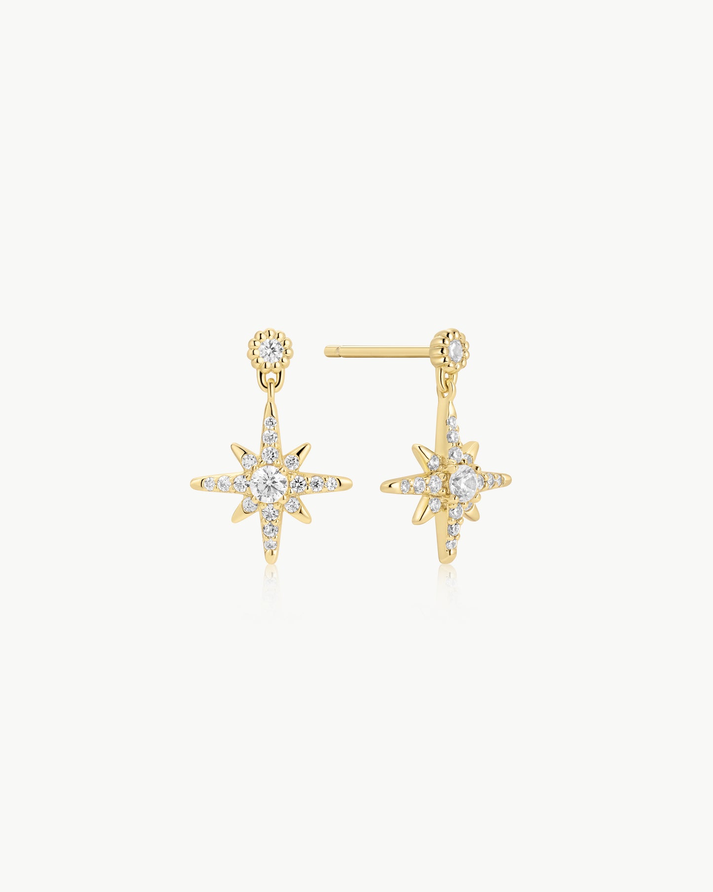 Gold Dangling Nova Star Stud Earrings