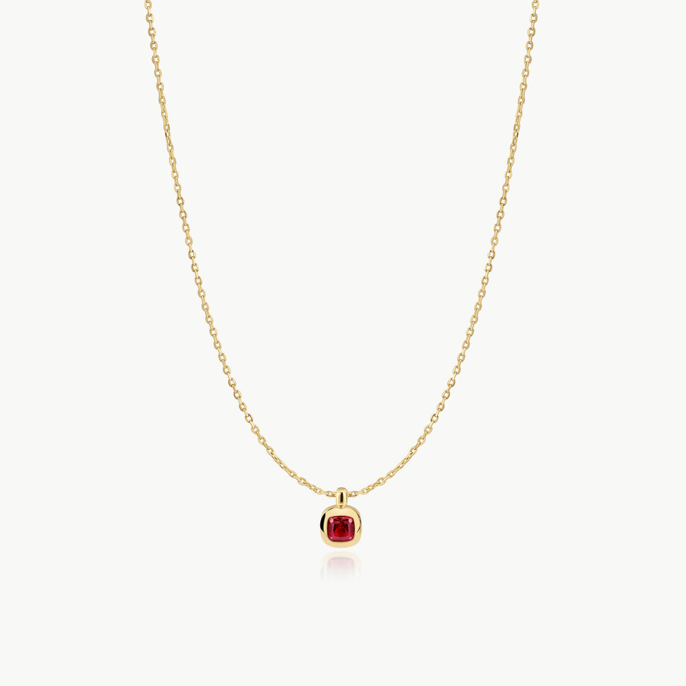 Gold Crimson Solitaire Necklace