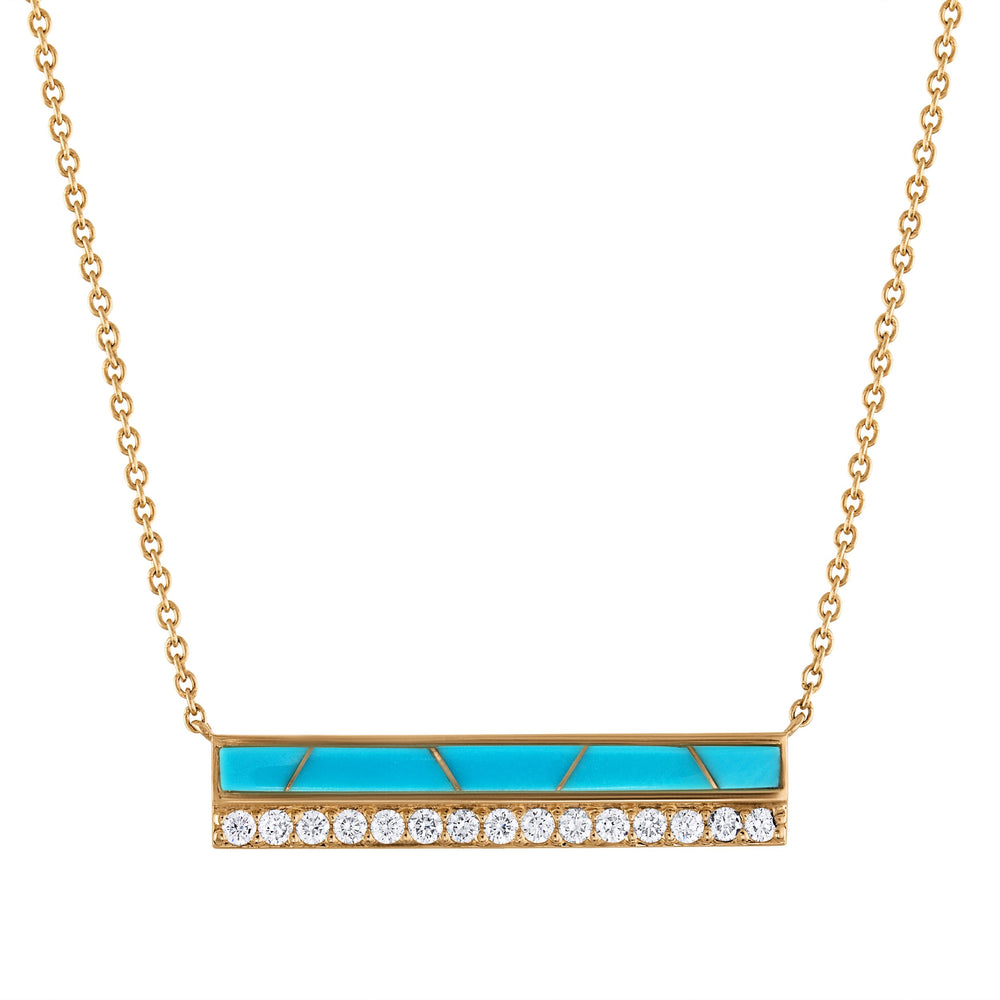 Sleeping Beauty Turquoise Azure Horizon Bar Necklace (with chain)