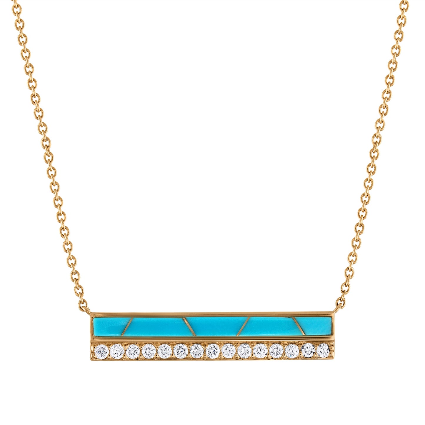 Sleeping Beauty Turquoise Azure Horizon Bar Necklace (with chain)