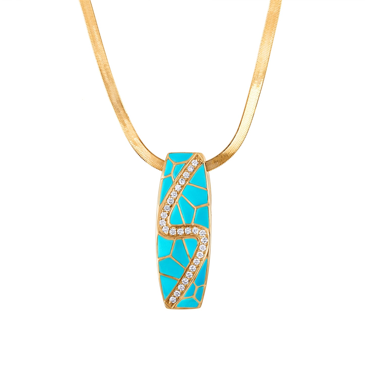 Sleeping Beauty Turquoise Mosaic Pendant (with chain)