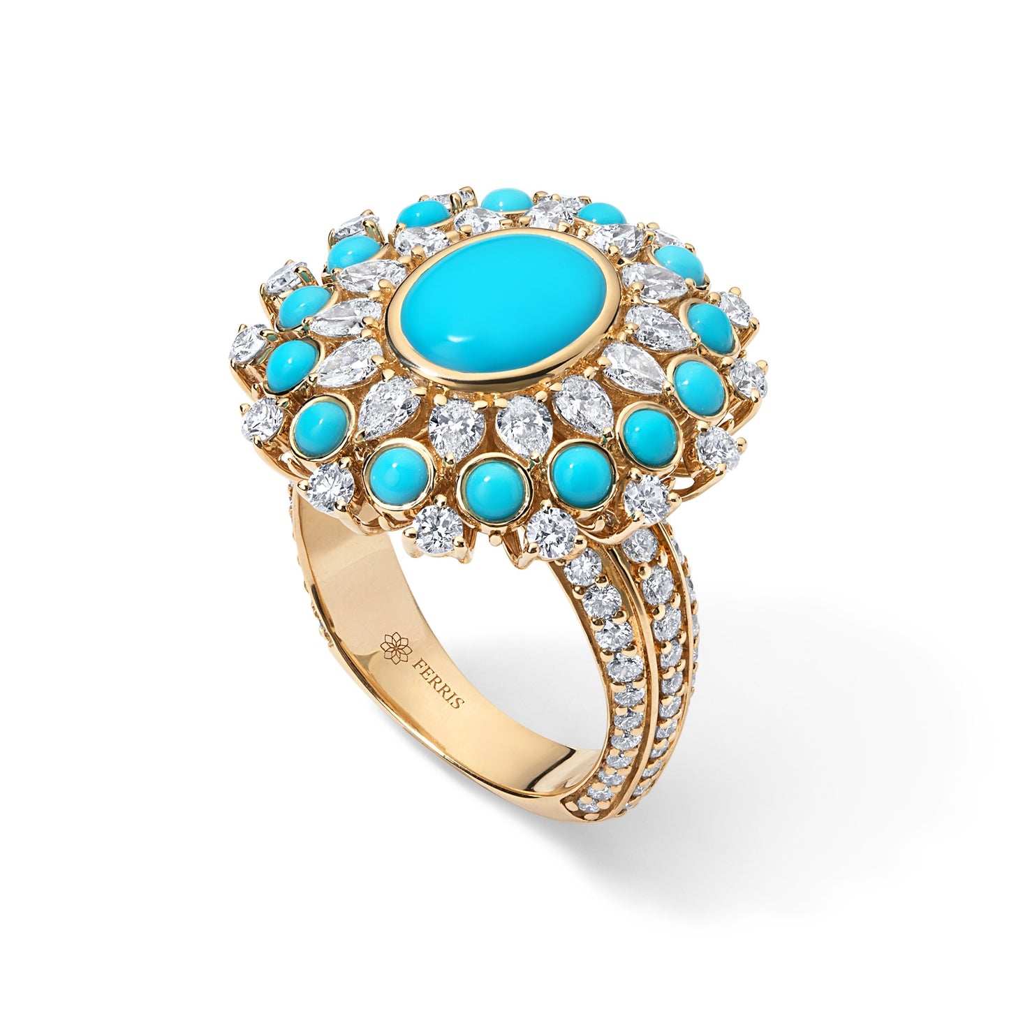 Sleeping Beauty Turquoise Sky Flower Ring