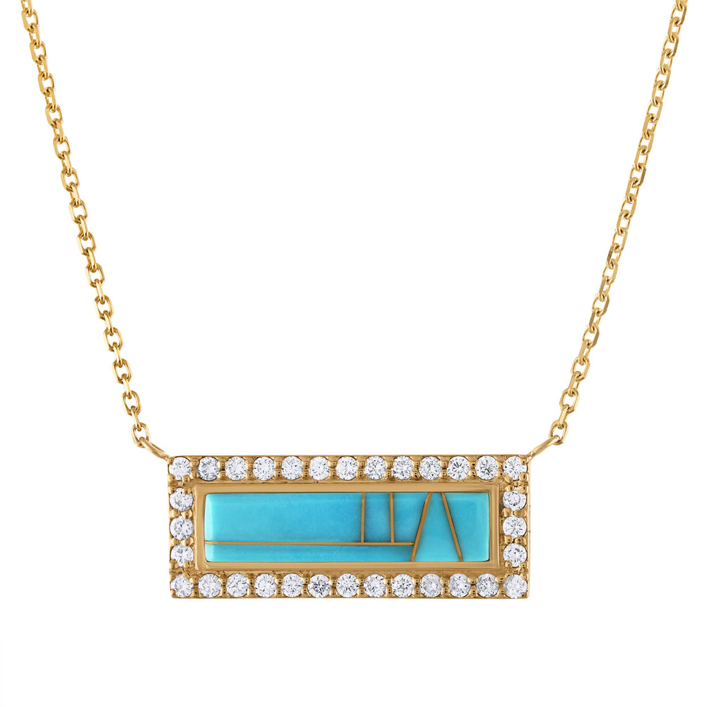 Sleeping Beauty Turquoise Skyline Bar Necklace (with chain)
