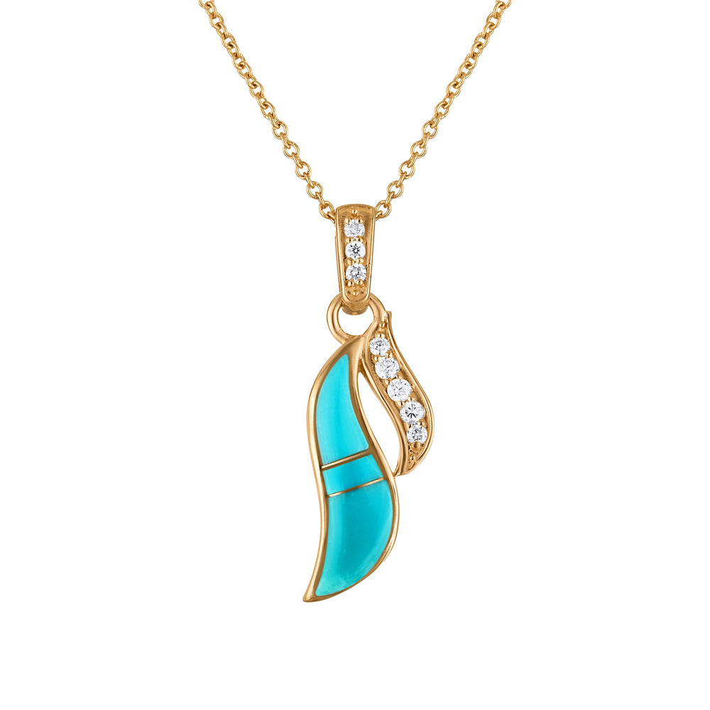 Sleeping Beauty Turquoise Wave Pendant (with chain)