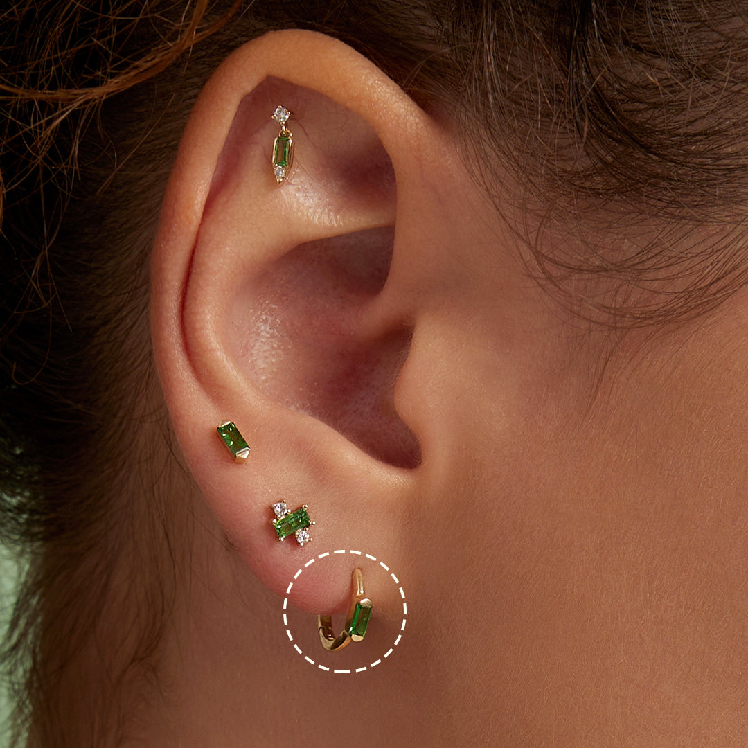 WILLOW | Tsavorite Baguette Huggie Hoop