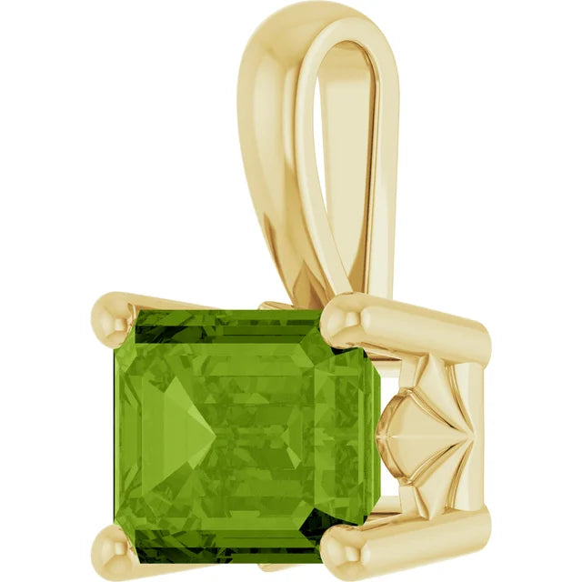 8 x 6 mm Natural Peridot Pendant in 14K Yellow Gold