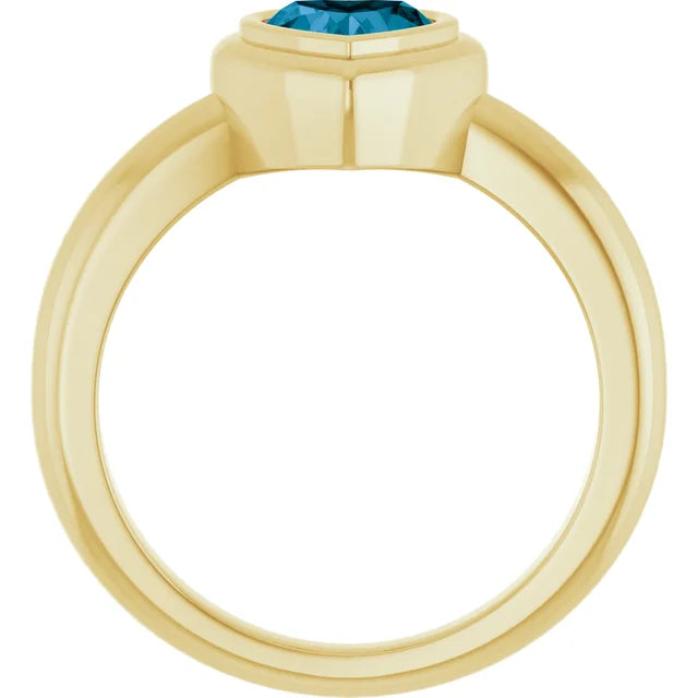 London Blue Topaz Heart Ring in 14K Yellow Gold
